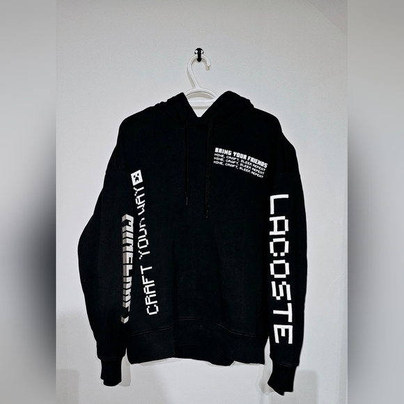 Lacoste LIVE x Minecraft Men's Black Graphic Print Loose Fit Hoodie - Size L - Picture 2 of 11